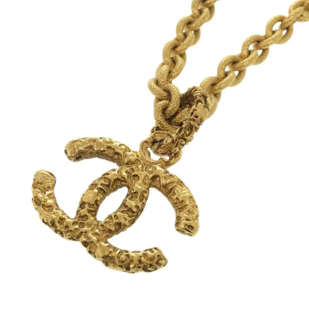Chanel Cc Logo Pendant Necklace Gold- #256689C15B